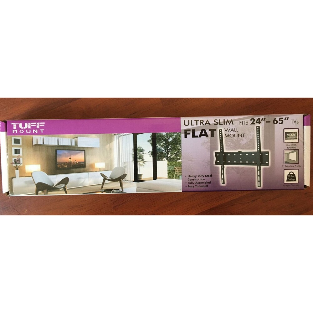 Top mount ultra slim flat wall TV mount 24-65”80 Lb Nib